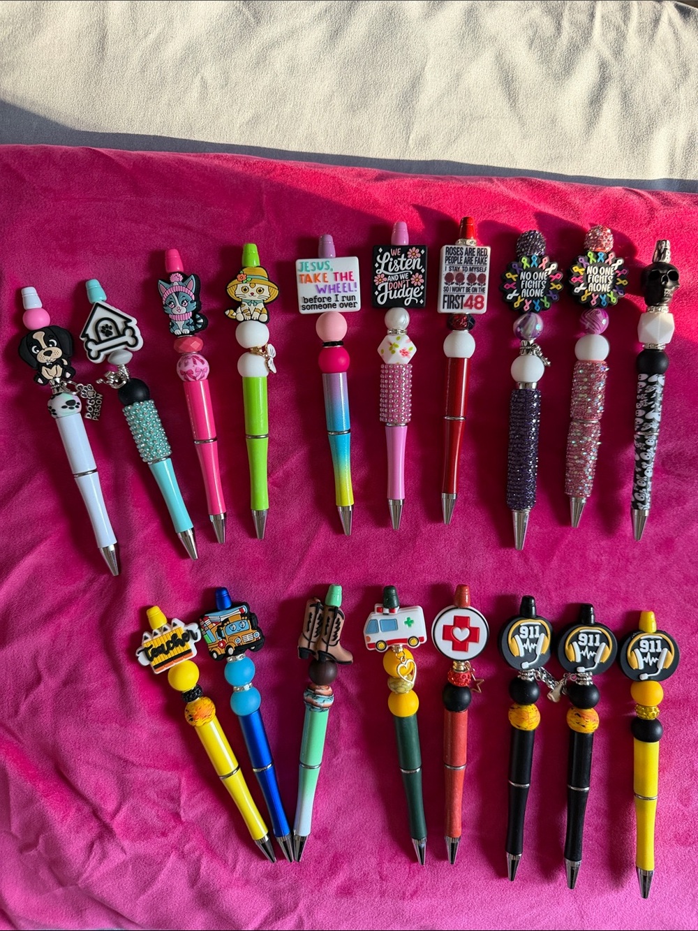 Colorful Decorative Charm Pens - Assorted Brights